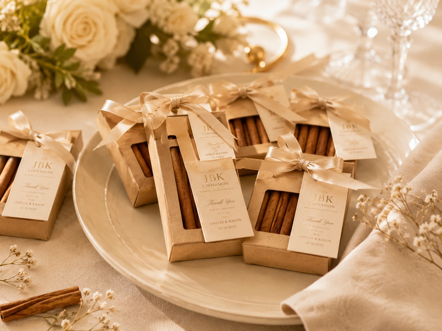 Small Ceylon cinnamon wedding favor packs