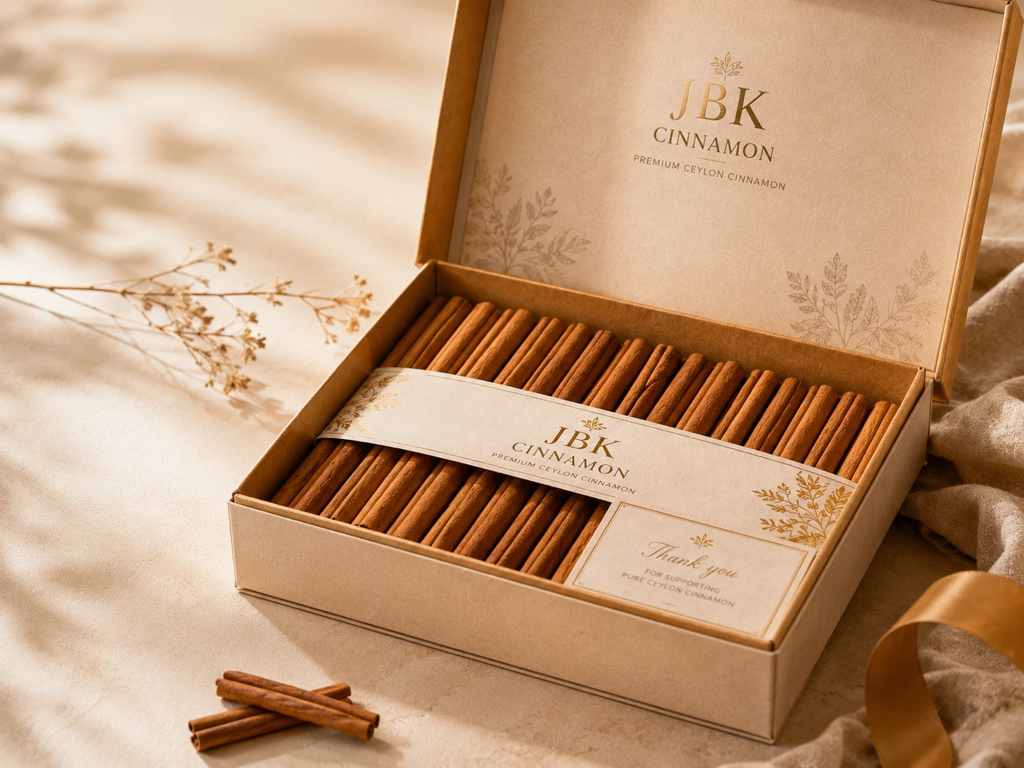 Premium Ceylon cinnamon gift box packaging